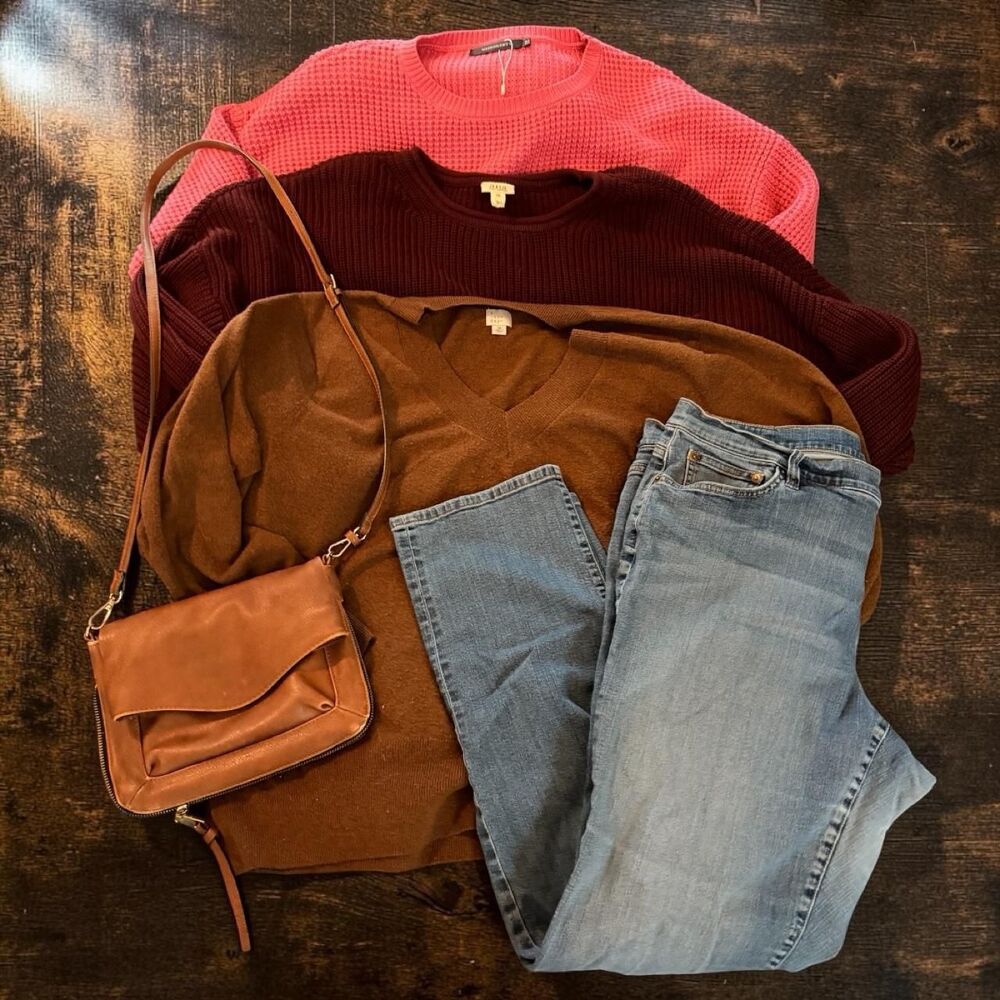 Plus Size XXL 18W Curated Fall Capsule Wardrobe Sweaters Ralph Lauren Jeans Cros